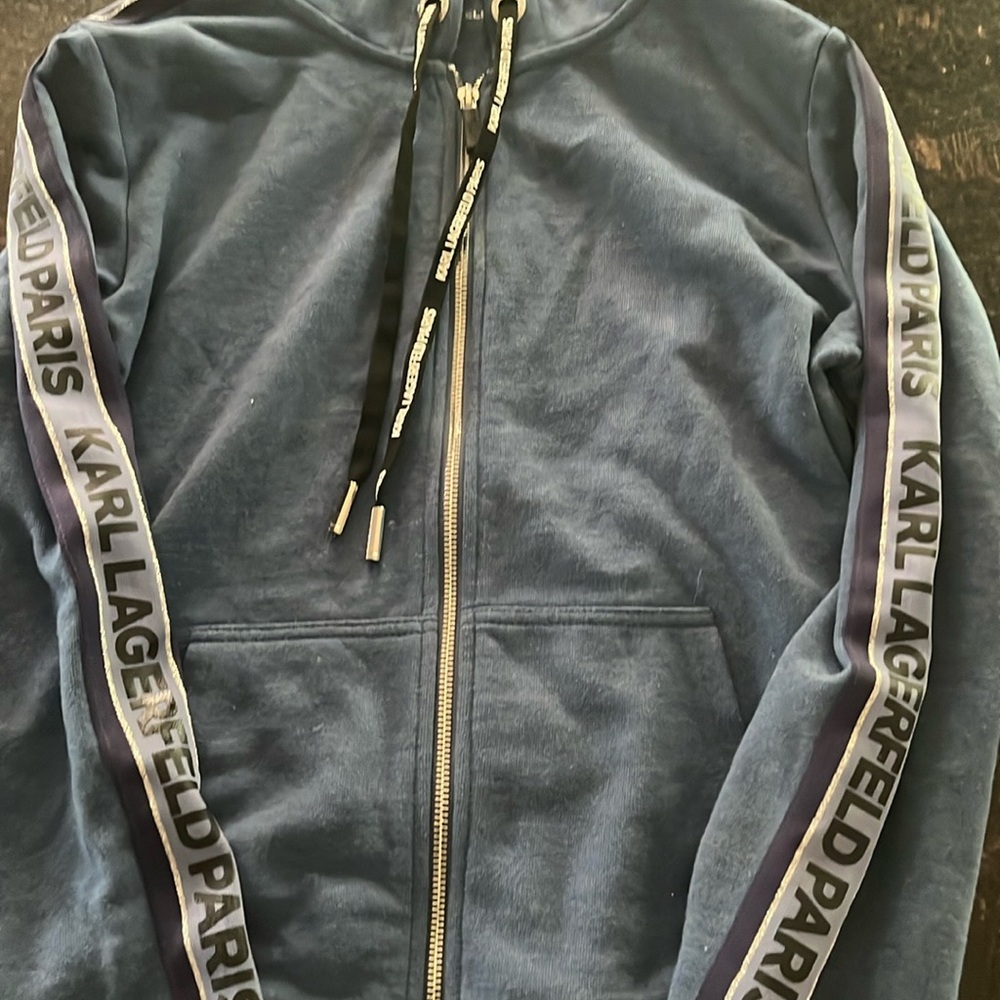 Karl Lagerfeld Bomber Jacket Blue Black Sporty Design